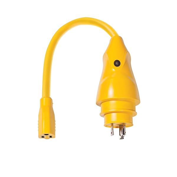 Marinco P30-15 EEL Pigtail Adapter: 30A 125V Male to 15A 125V Female Locking Connector