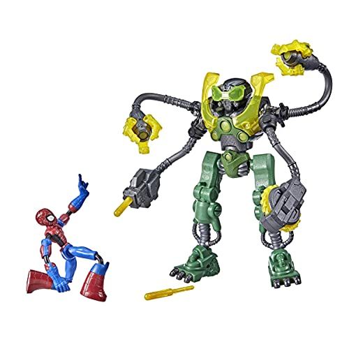 Marvel Bend and Flex Spider-Man vs. Ock-Bot: 6-Inch Action Figure & 10-Inch Ock-Bot with Projectiles for Ages 4+