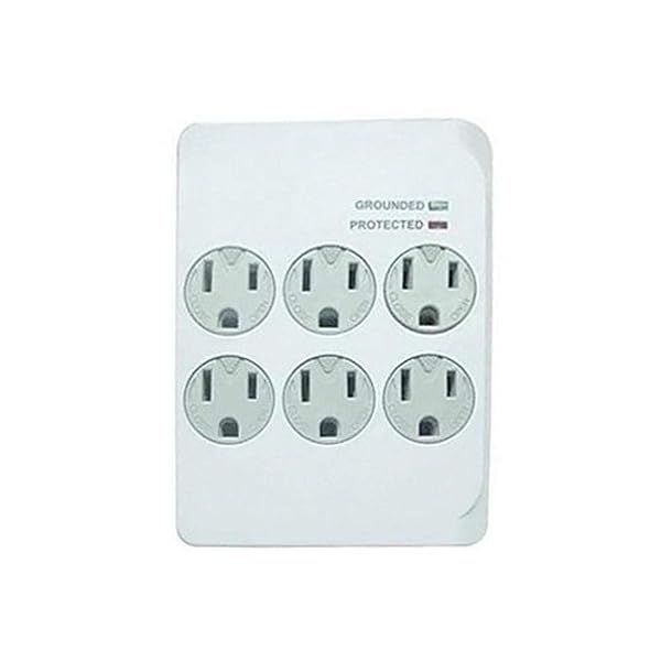 Master Electrician CT-044F Surge Tap: 6 Outlet Power Strip in White for Ultimate Protection