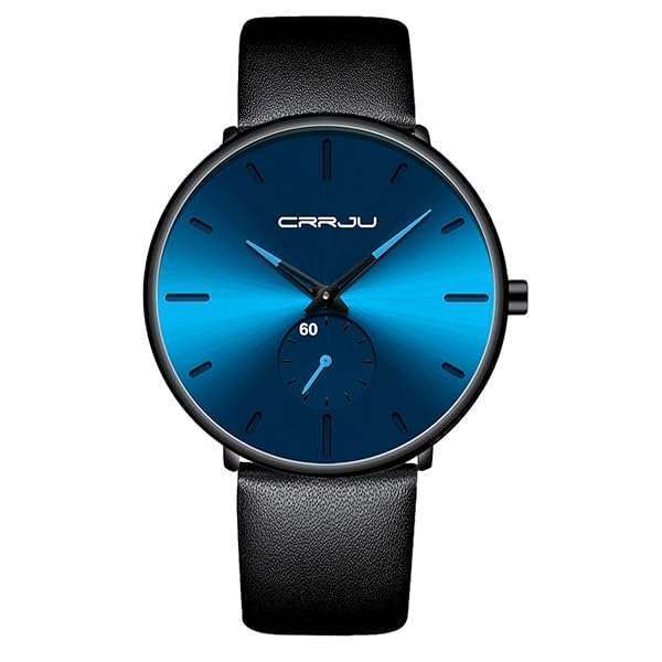 Ultra-Thin Minimalist Men's Waterproof Watch | Stylish Unisex Dress Watch with Leather Band & Red Hands