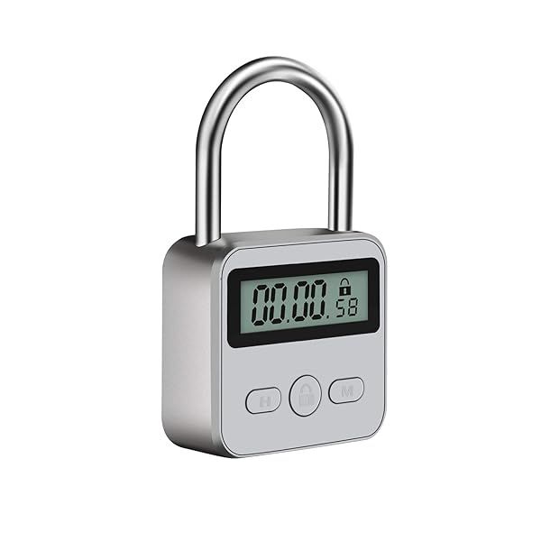 Metal Time Padlock: 99-Hour Timer with LCD Display & Rechargeable Design for Effective Time Management
