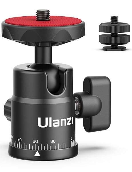 ULANZI H28 Mini Ball Head: Panoramic Tripod & Dual Hot Shoe Mount for DSLR, GoPro, Smartphone - 5.5lb Load Capacity