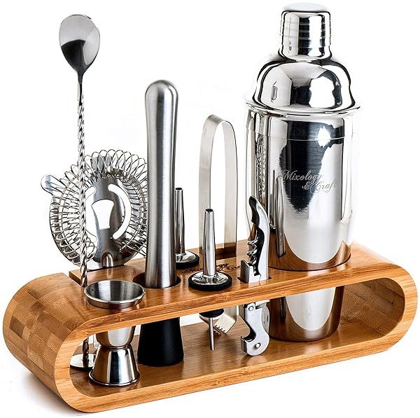 10-Piece Mixology Bartender Kit with Bamboo Stand | Perfect Home Bar Set & Martini Shaker | Ideal Housewarming Gift