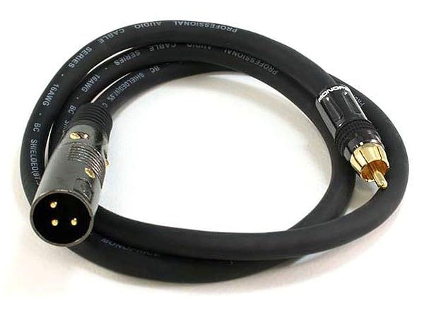 Monoprice 3ft XLR Male to RCA Male Cable - 16AWG Shielded, Oxygen-Free Copper, Gold Plated Connectors