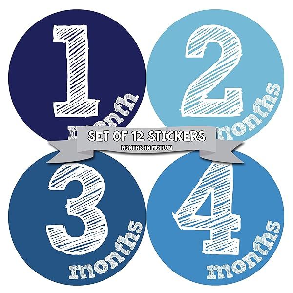 Months in Motion Baby Monthly Stickers - Milestone Gift for Newborns & Infants (Set of 12)