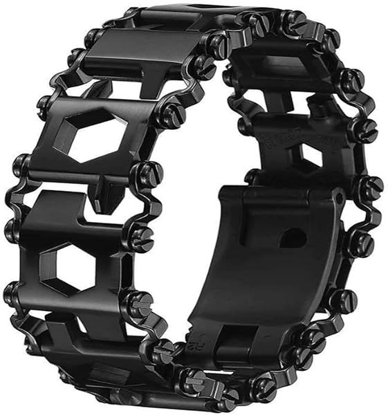 29-in-1 Multitool Bracelet for Men - Stainless Steel Outdoor Wearable Tool & Watch Strap (Black)