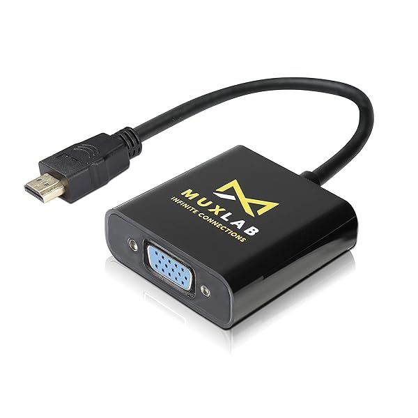 MuxLab HDMI to VGA Adapter - 1080P Full HD, Plug & Play, No Power Needed for PC, Laptop, Projector & Monitors