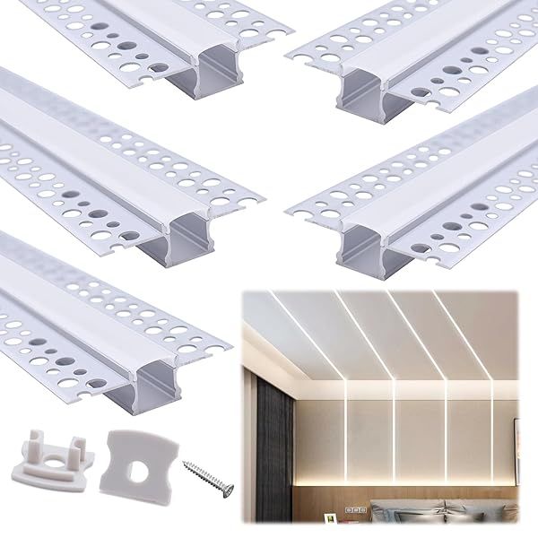Muzata 5-Pack 3.3FT LED Channel Trimless Recessed Diffuser for Spotless Drywall Ceiling & Wall - U117 WW 1M