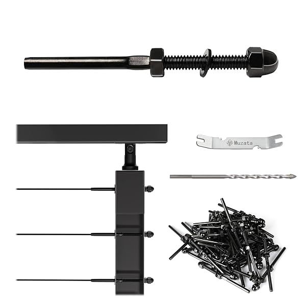 "Muzata 60 Pack Black Cable Railing Kit - T316 Stainless Steel Hand Swage Tensioners for 1/8" Cable Systems"