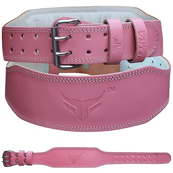 Buy Mytra Fusion 7MM Thick Women's Weight Lifting Belt - 100% Real Leather Gym Belt for Powerlifting & Bodybuilding (Pink, Medium)