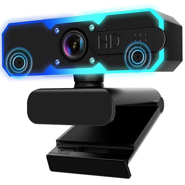NBPOWER 1080P 60FPS Webcam with Microphone & RGB Light - Perfect for Streaming on Windows & Mac