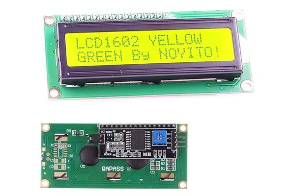 NOYITO 1602 16x2 LCD Module with Yellow-Green Backlight & IIC Driver - Compatible with UNO R3 & MEGA2560 (Pack of 2)