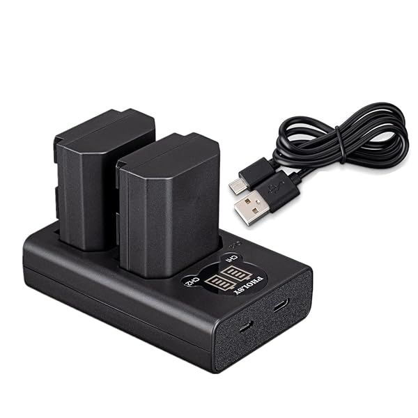 NP-FZ100 Battery & Charger 2-Pack for Sony Cameras - 2280mAh, USB Compatible with ILCE-a1, a9, a7 Series