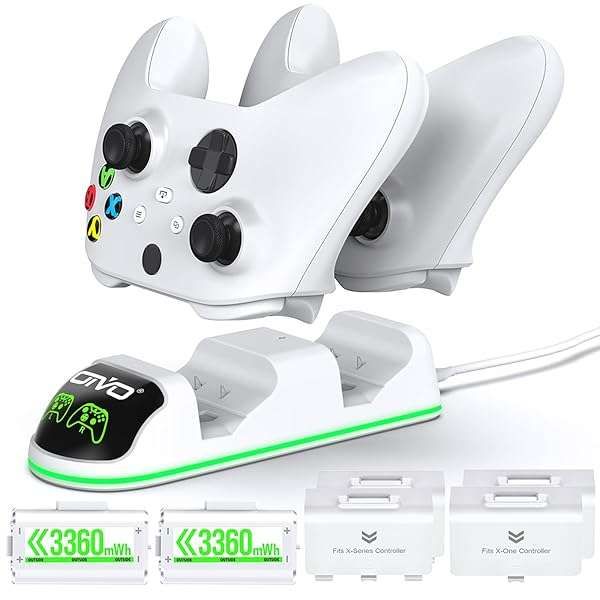 Fast Charging OIVO Station with 2 Rechargeable Batteries for Xbox One & Series X/S Controllers