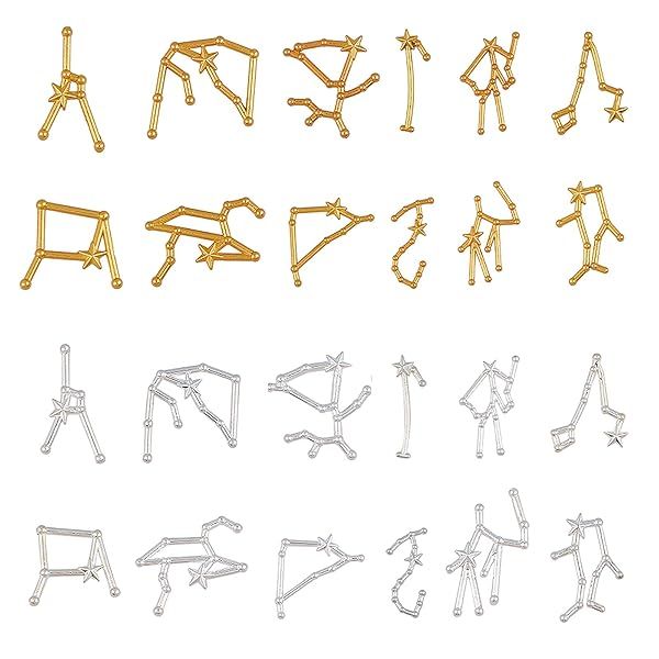 OLYCRAFT 48pcs Constellation Resin Fillers & Charms for Crafting - 12 Star Signs Epoxy Supplies