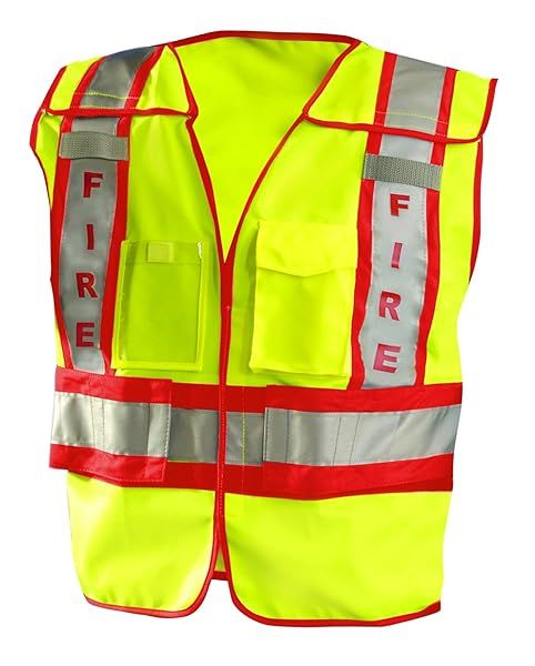 OccuNomix Men Fire Safety vests, Yellow/Red, X-Large 2X-Large US, LUX-PSF-YX/2X