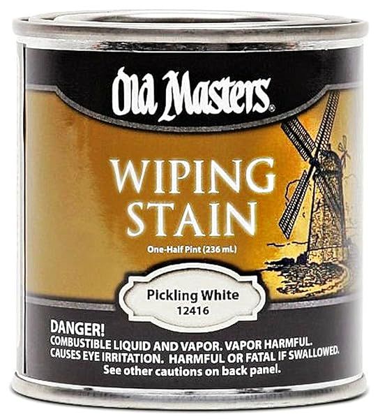 Old Masters 12416 Pickling White Oil-Based Wiping Stain - 1/2 Pint for Perfect Finishes