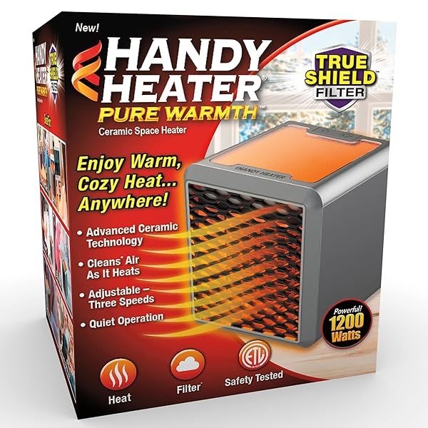 Ontel Handy Heater 1200W: Portable, Quiet & Energy Efficient Ceramic Space Heater for Home & Office
