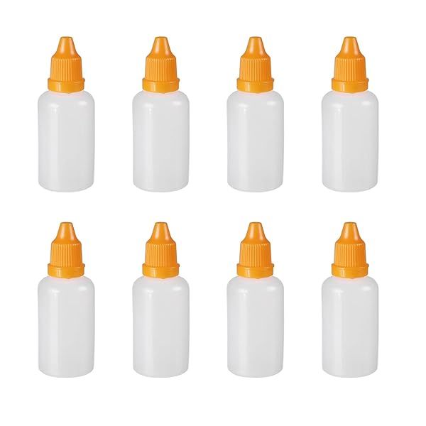 50pcs Othmro 1oz PE Lab Eye Dropper Bottles - 30ml Squeezable with Childproof Yellow Cap for Liquid Storage