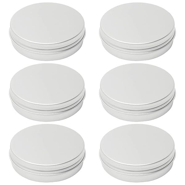 6Pcs 3.4oz Aluminum Round Tins - Refillable Containers for Salve, Spices, Lip Balm & More | 100ml Screw Lid Cans