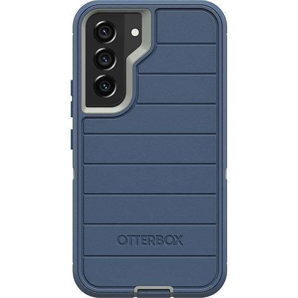 OtterBox Defender Case for Samsung Galaxy S22 - Anti-Microbial, Fort Blue, with Belt Clip/Stand - Retail Packaging