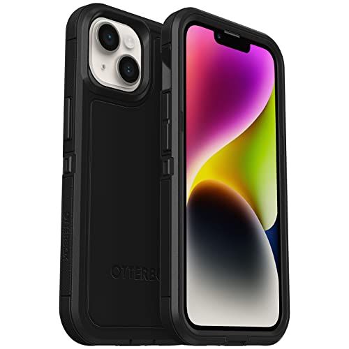 OtterBox Defender Series XT Case for iPhone 14 & 13 - Rugged, Screenless, MagSafe Compatible, Black with Lanyard Attachment