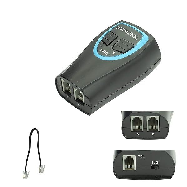 OvisLink Call Center Headset Training Adapter: Connect 2 RJ9 Headsets with Mute Buttons for Easy Training