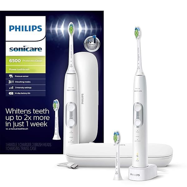 Philips Sonicare ProtectiveClean 6500: Best Rechargeable Electric Toothbrush with Pressure Sensor & 14-Day Battery Life