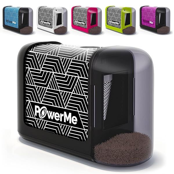 POWERME Electric Pencil Sharpener - Battery Operated for Kids, School & Artists | Ideal for No. 2 & Colored Pencils (Black)