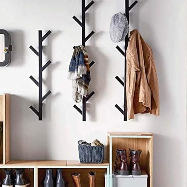 Premium Wall-Mounted Coat & Hat Rack - Modern Black Design for Stylish Home Organization