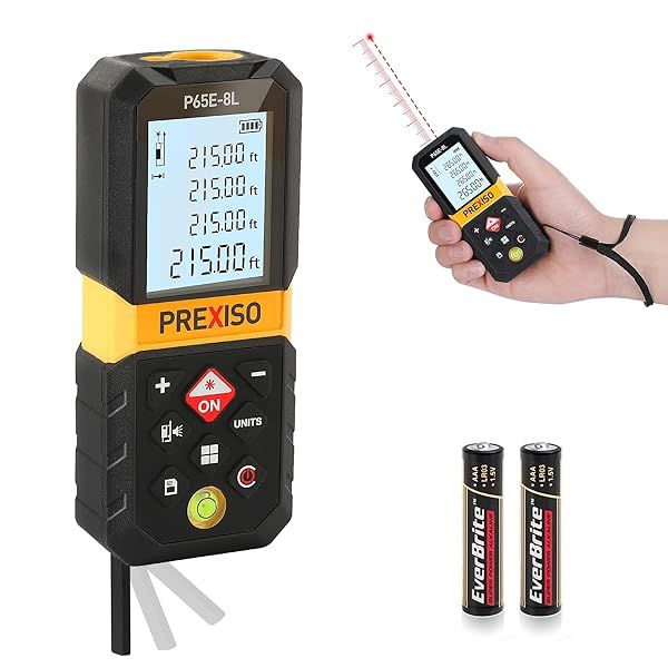 PREXISO 215Ft Laser Measure Tool - Accurate Diagonal Measurement, Pythagorean Mode & 100 Data Sets Storage