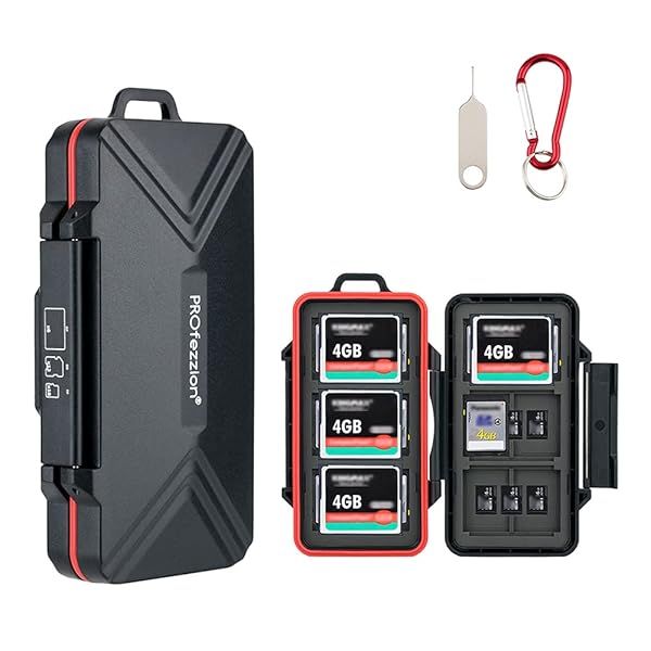 PROfezzion 36 Slots Memory Card Case: Water-Resistant SD/TF/CF Holder with Anti-Shock Design - Perfect for Organizing Your Cards