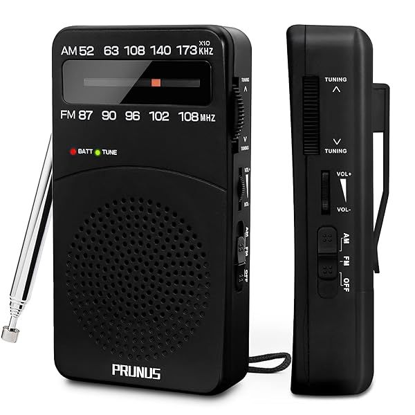 PRUNUS J-166 Portable AM FM Radio: Battery Operated, Excellent Reception & Tuning Light