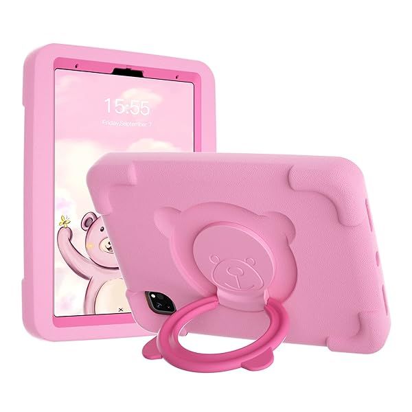 "Buy PZOZ iPad Kids Case for 11" Pro (2018-2022) - Shockproof, Cute, Heavy Duty with Rotating Handle & Stand for Boys & Girls (Pink)"