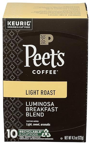 Peet's Coffee Colombia Luminosa Light Roast K-Cup Pods - 10 Count for Perfect Brew