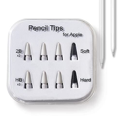 Pencil Tips Soft Wear-Resistant Damping Pen Tip for Apple Replacement 2B Stylus Fine Nib Compatible with iPad Air Mini Pro Apple Pencil 1st Gen &amp; 2nd Generation - 6+2 Packs