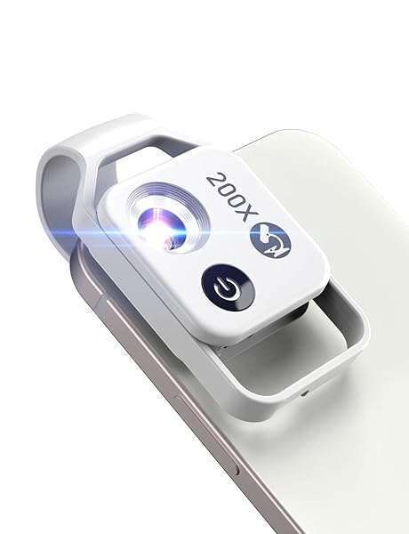 200X Phone Microscope with CPL Lens & LED Light - Best Portable Microscope for Kids & Adults | Universal Clip for iPhone & Android