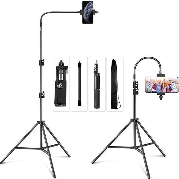 80-Inch Cell Phone Tripod for iPhone & Android - Perfect for Vlogging, Streaming, & Photography - Rotatable Live Video Stand