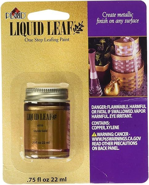 Plaid PLAID-6110 Classic Gold Glaze - 0.75 Fl Oz Craft Liquid Leafing Paint for Easy DIY Projects