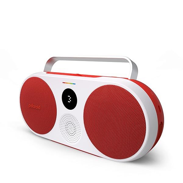 Polaroid P3 Music Player (Red) - Retro Bluetooth Boombox with Dual Stereo Pairing & Rechargeable Battery