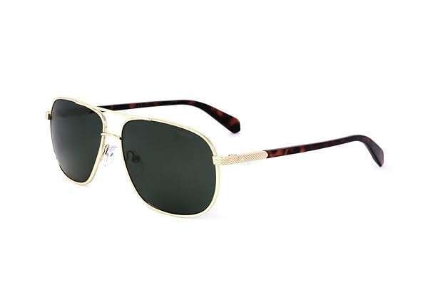 Shop Polaroid Men's PLD 2074/S/X Rectangular Sunglasses - Gold & Polarized Green, 60mm Lens