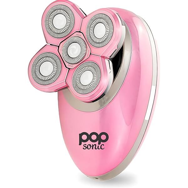 Pop Sonic Shaver for Women - 5 Head Rose Gold Electric Hair Remover, Waterproof & USB Rechargeable with Cleaning Brush
