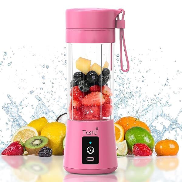Portable Mini Blender: USB Rechargeable Personal Juicer for Smoothies & Shakes - Perfect On-the-Go Mixer (Pink)
