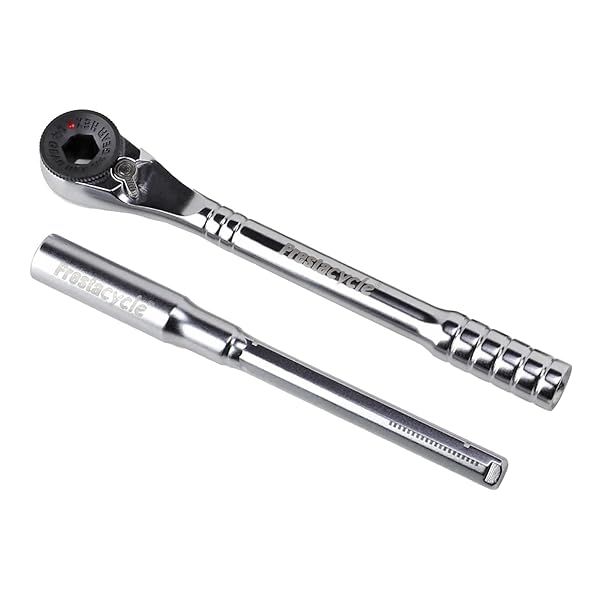 Prestacycle Pro T-Handle Ratchet & Extension: Heavy-Duty Portable Tool for 1/4 Hex Bits - Compact Bicycle Repair Solution