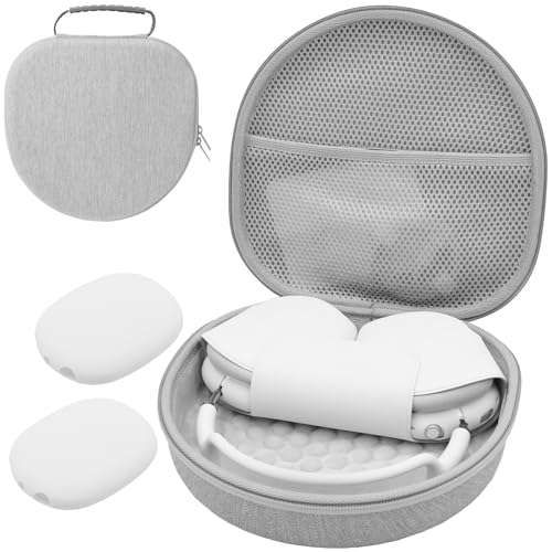 ProCase Hard Case for AirPods Max - Travel Carrying Bag with Earpad Cover & Mesh Pocket - Grey Protective Storage Solution