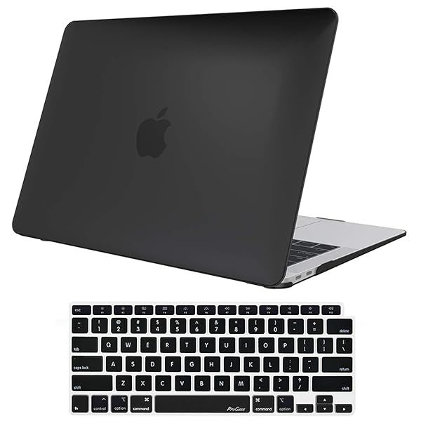 "ProCase Hard Shell for MacBook Air 13" (2018-2020) - Black Case & Keyboard Skin for A2337, A2179, A1932 Models"