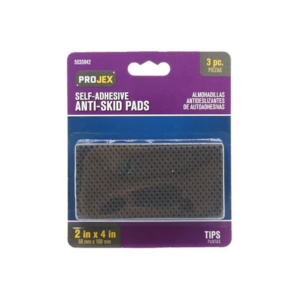 Projex Rubber Non-Skid Pads - Self-Adhesive Black Rectangles (2x4 in) - 3 Pack for Ultimate Grip