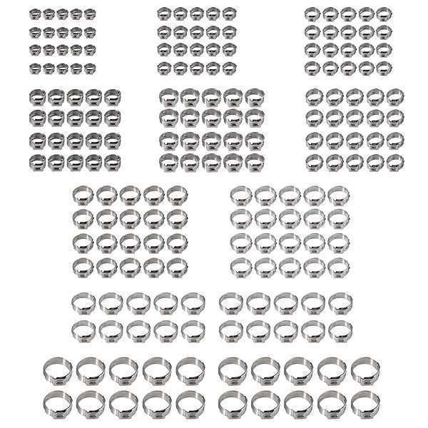 Proster 200pcs Stainless Steel Ear Clamps - Versatile Hose Clamp Sizes 5.8-21mm for Secure Connections