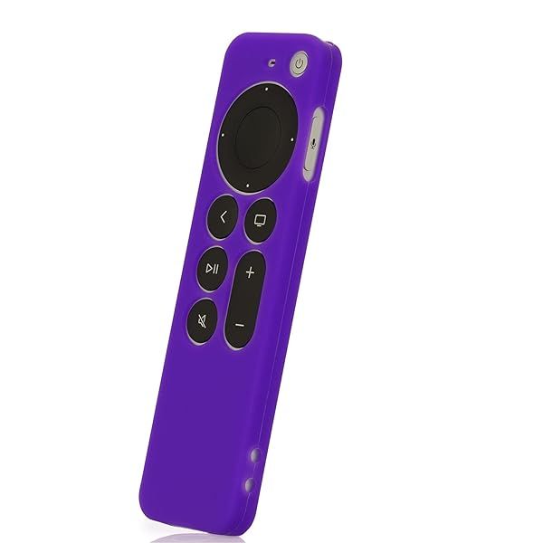 LEFXMOPHY Silicone Case for Apple Remote 4K TV 2021-2024 - Purple Skin Protector with Lanyard