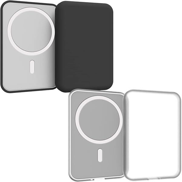 2-Pack Puxicu Clear Case for MagSafe Battery Pack - Slim Matte TPU Silicone Cover (Black & Clear)